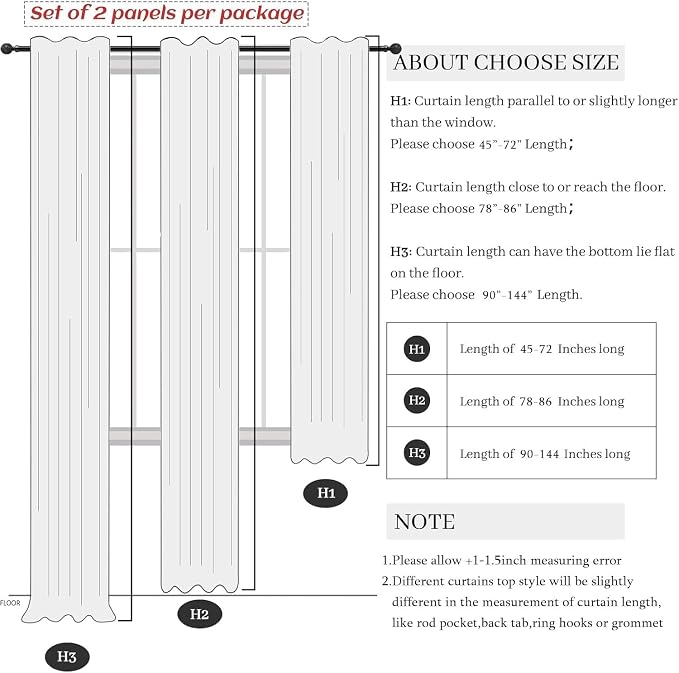 Pitalk Linen Sheer Drape 104 Inch Curtains - Image 8