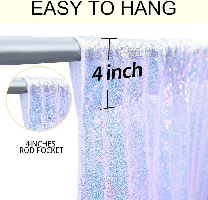 2×8FT-2PCS Mermaid Purple Sequin Backdrop Curtains Panels, Photography Backdrop - Image 5