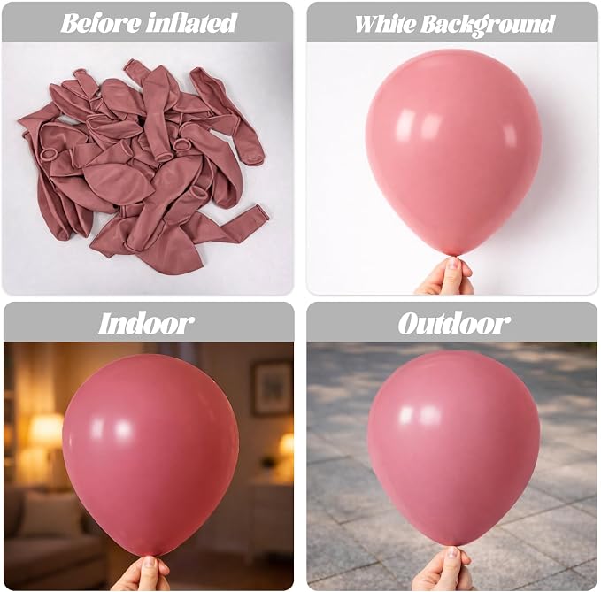 Voircoloria 130pcs Retro Pink Balloons Garland Arch Kit, 18 12 10 5 Inch | - Image 3