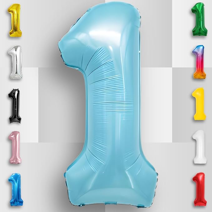 Candy Blue Number Balloon 1 Mylar Foil Balloons 16 Inch - Image 6