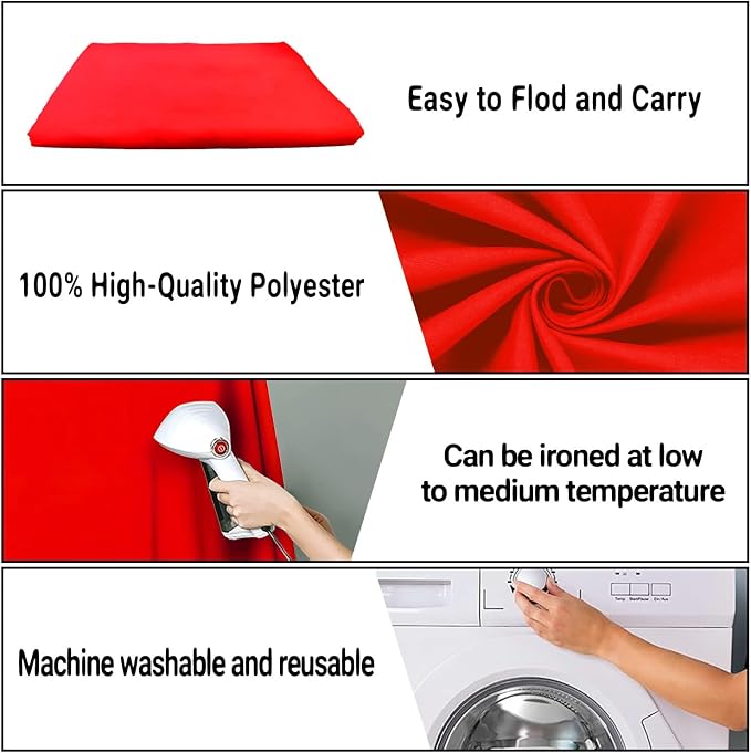 Red Photography Backdrop for Photoshoot, Fabric 10x20ft | Polyester Studio - Image 7