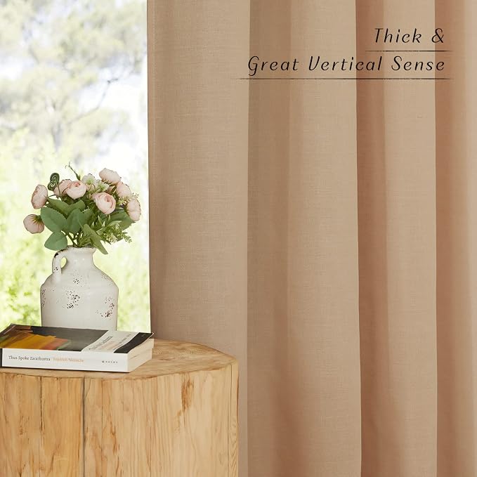 NICETOWN Thick Flax Linen Textured Bedroom Curtains, Grommet Casual & Rustic - Image 3