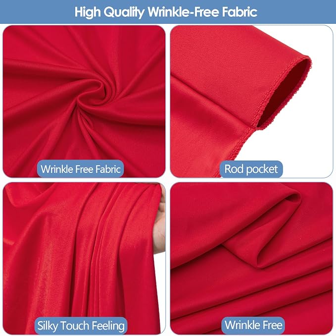 10x10ft Wrinkle Free Red Backdrop Curtain - Image 4