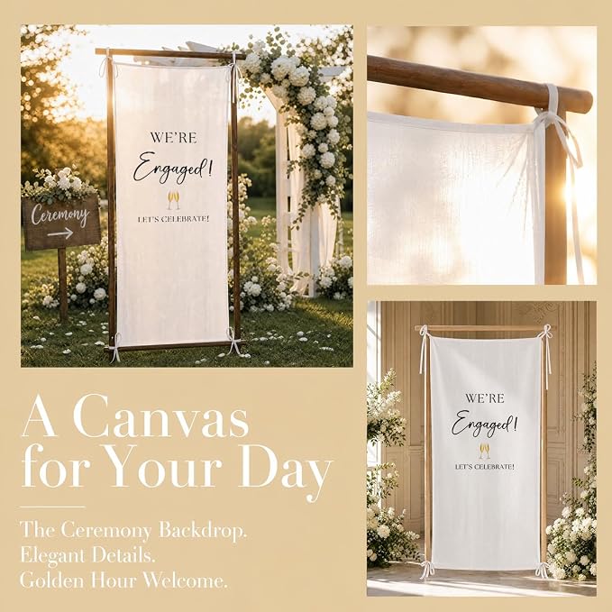 We’re Engaged Banner 73 x 30 Inch, Polyester Engagement Party Hanging Sign - Image 7