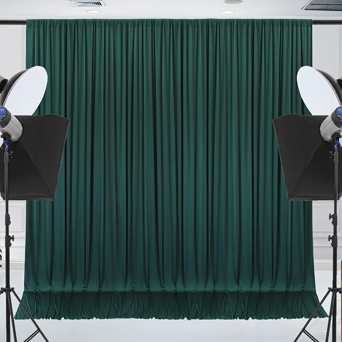 10x10ft Wrinkle Free Hunter Green Backdrop Curtain - Image 2