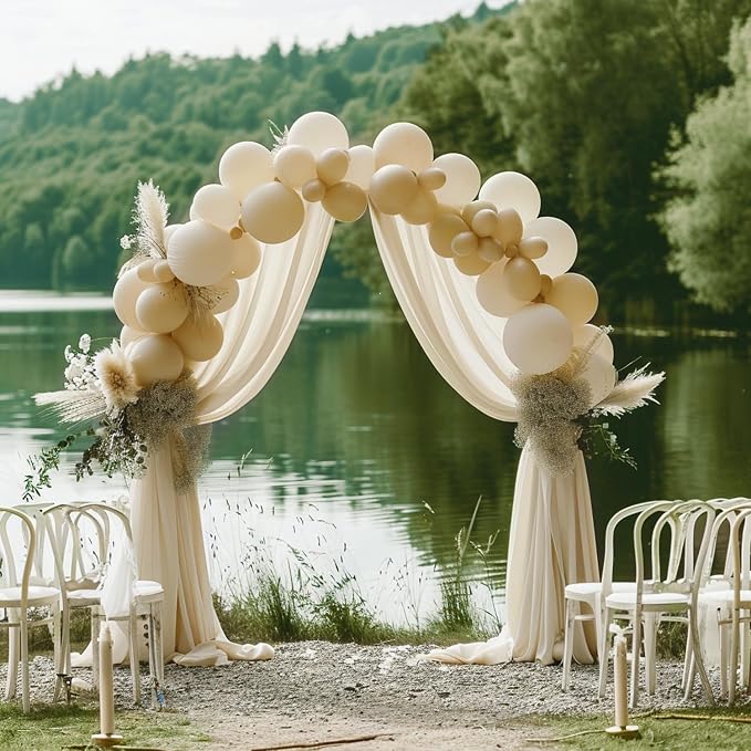 Wedding Arch Draping Fabric Backdrop Drapes 28.7" x 20FT, Champagne | Sheer - Image 3