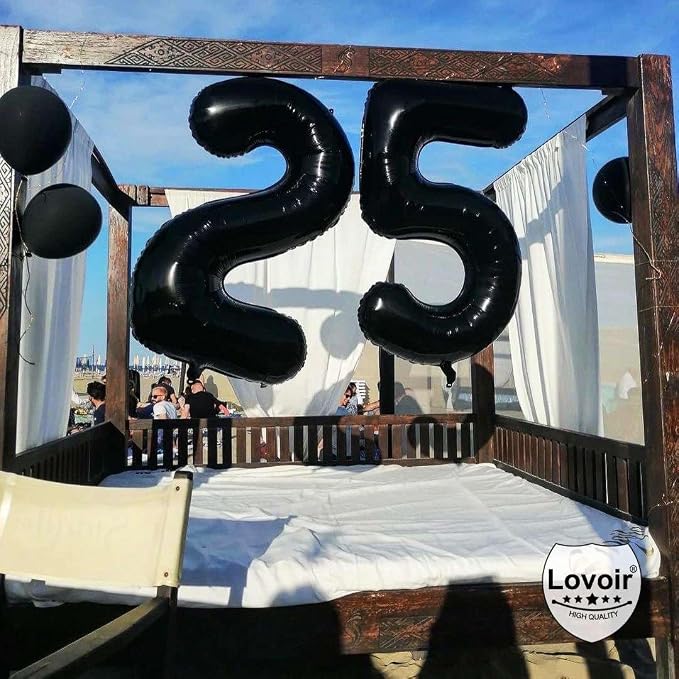Black 27 Number Balloons, 40 Inch Giant Number 27 Balloons Foil Mylar Helium - Image 4