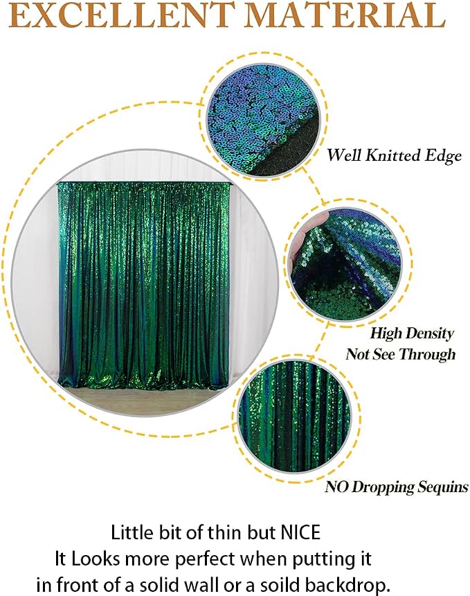 ShinyBeauty 4x8 FT Sequin Fabric Backdrop Iridescent Green - Image 7