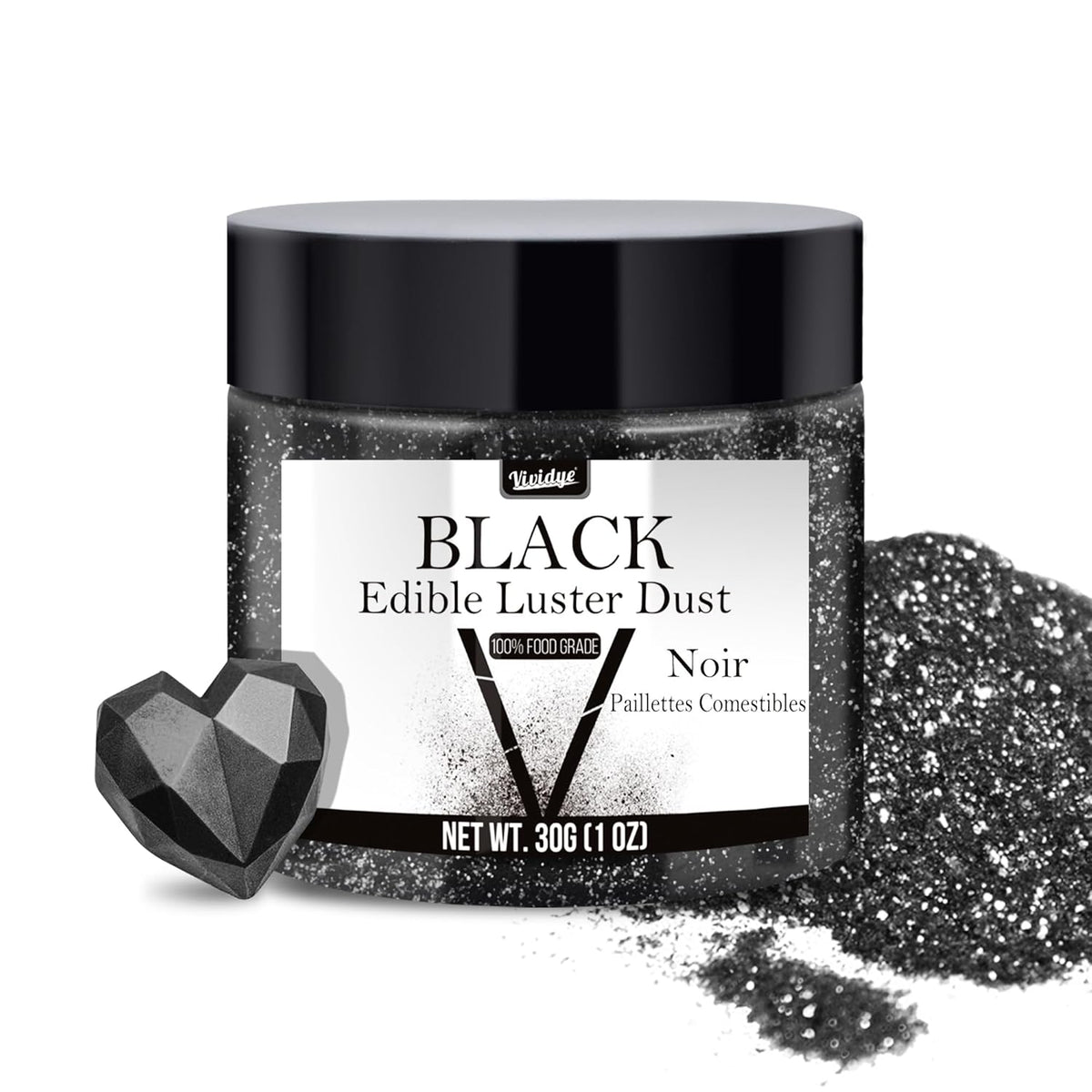 Edible Glitter - 30g / 1oz Luster Dust Edible Glimmer Powder for Sparkling Drinks, Foods, Wine, Cake - Food Grade Shimmer Dust Powder for Baking, Beverage, Cookies Decoration