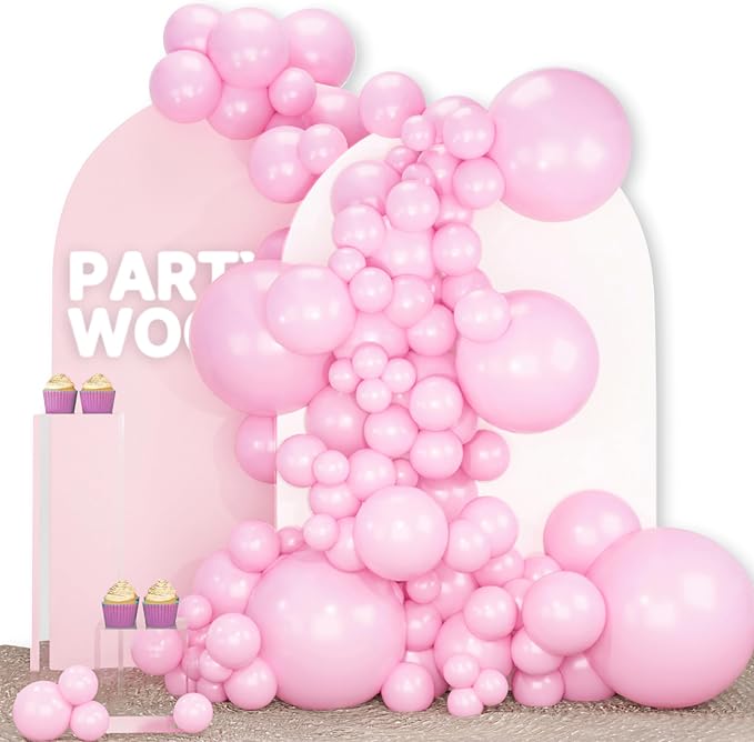 PartyWoo Baby Pink Balloons 100pcs Pastel Pale Light Pink Color | 18 12 10 5 by PartyWoo