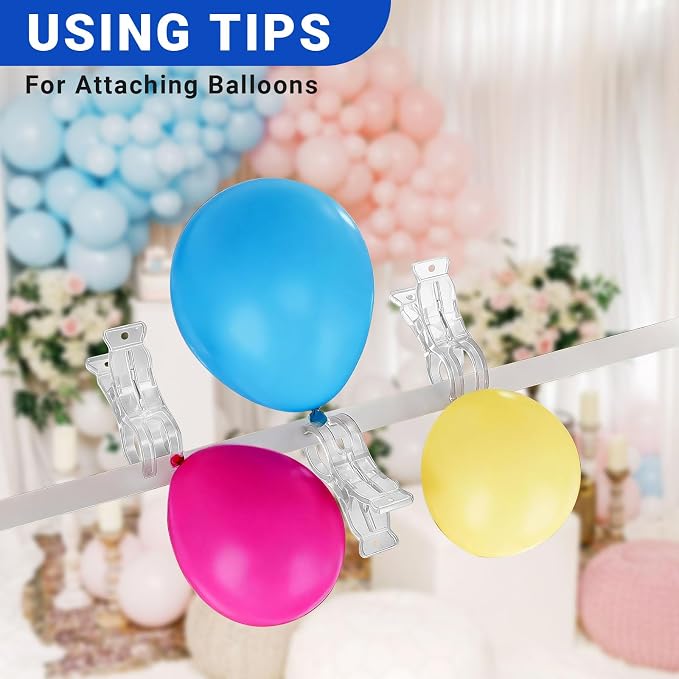 Rosellas 12 Pack Balloon Arch Clips, Plastic Transparent Backdrop Spring Clamps - Image 7