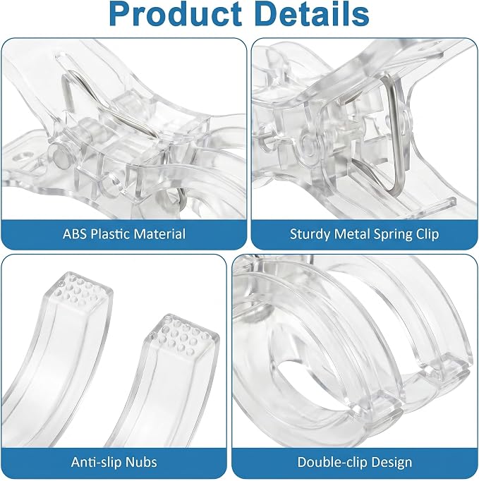 Putros 20 Pack Balloon Arch Clips 3.5 Inch Clear Spring Clamps - Image 3