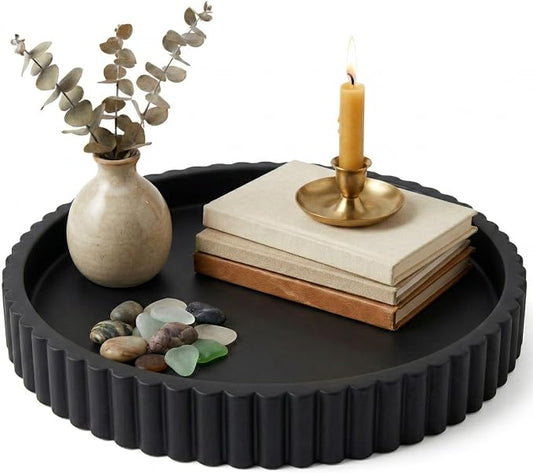 OAKOA Black Round Tray for Home Decor by OAKOAHome
