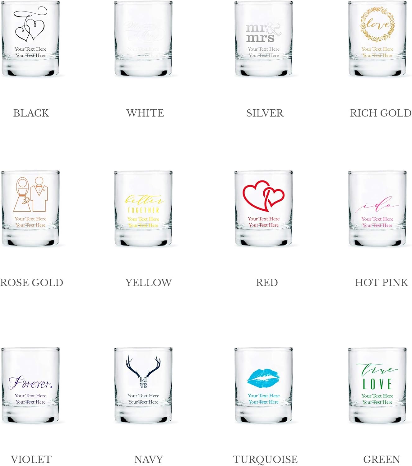 WEDDINGSTAR Personalized 2.75oz Shot Glass Customizable Full Color Print - 84 pack
