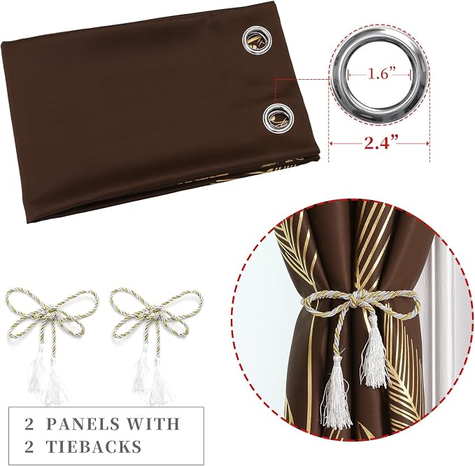 Brown Blackout Curtains for Living Room 90 Inch Length 2 Panels Set, Room - Image 4