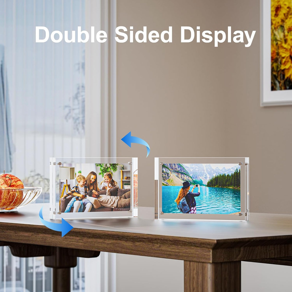 1 Pack 8x10 Acrylic Picture Frames - 20% Thicker Double Sided Magnetic Frame with UV Protection - Freestanding Clear Frameless Display for Tabletops - Modern Photo Frame Set for Home & Office Decor