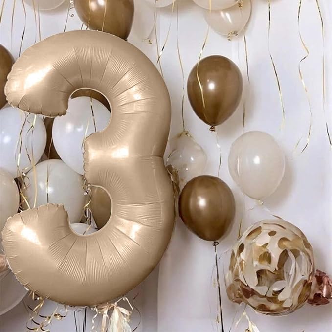 Nude Number Balloons for Boys Girls, 40inch Large Tan Number 6 Foil Mylar - Image 3