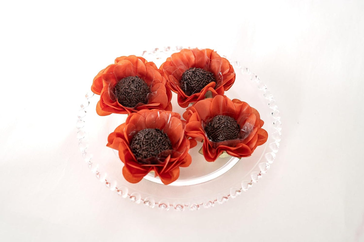 Handmade Paper Truffle Cups | Truffle Liners | Truffle Wrappers | Fominhas | Candy cups for chocolate | Forminhas de Brigadeiro | Candy liners - Pack of 20 - (Paper, Orange)