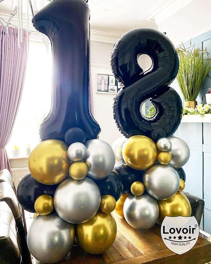Black 14 Number Balloons, 40 Inch Giant Number 14 Balloons Foil Mylar Helium - Image 7