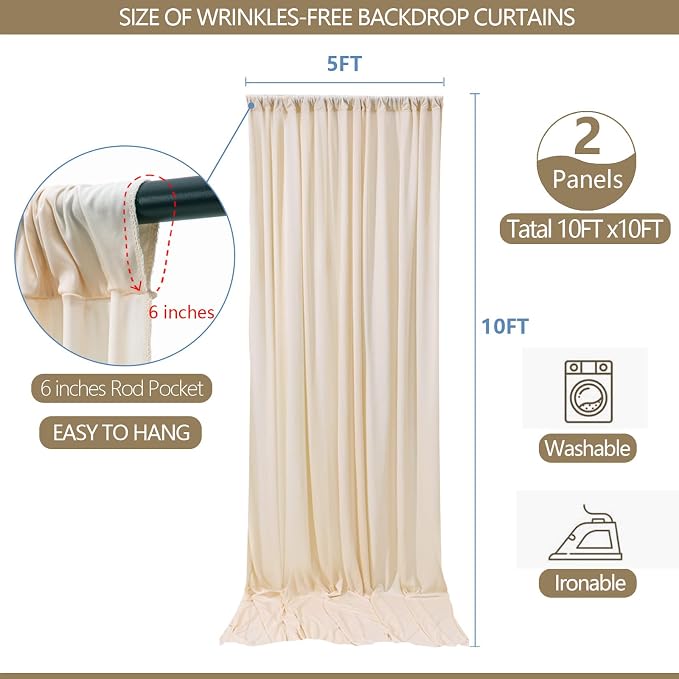 10x10ft Wrinkle Free Backdrop Curtain - Image 3