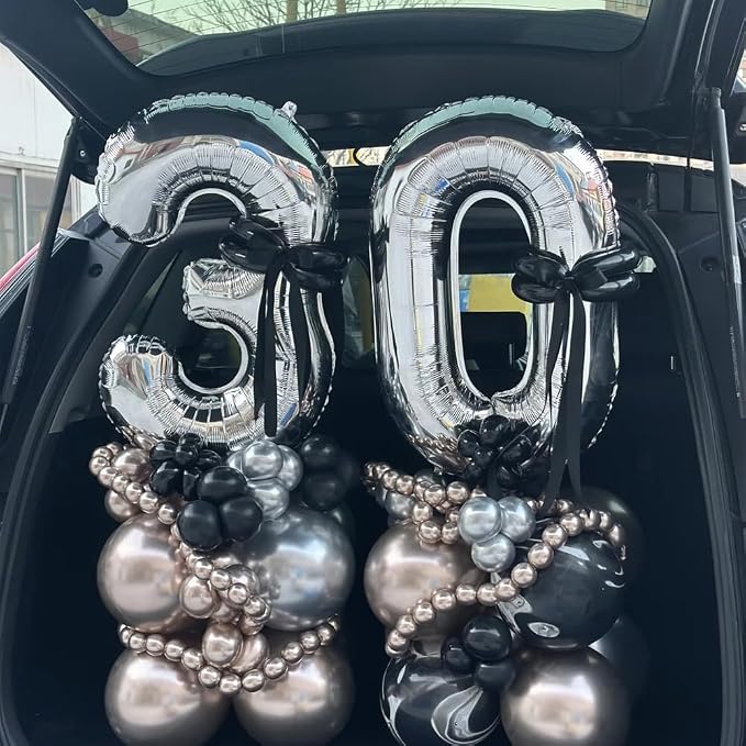 40 inch Silver Number Balloon Giant Foil Helium Balloons Silver Number 4 Balloon - Image 4