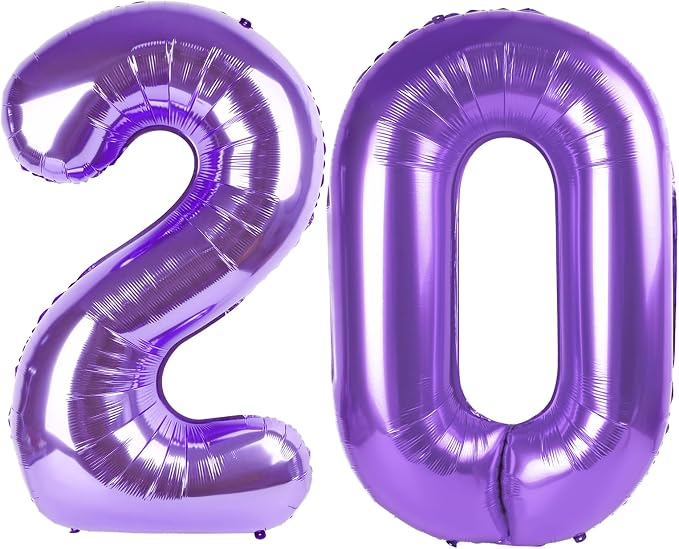 20 Balloon Number 40 Inch Purple Balloons by Mluchee