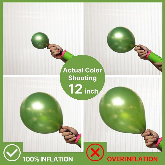 PartyWoo Metallic Green Balloons 100pcs Different Sizes of 18 12 10 5 Inch | - Image 3