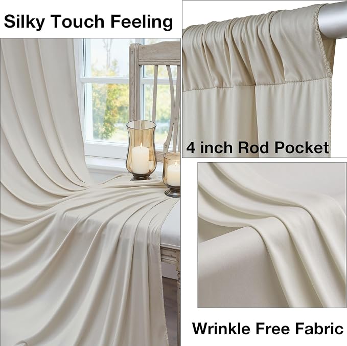 30ftx10ft Wrinkle Free Beige Backdrop Curtains - Image 2