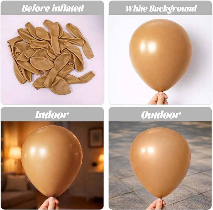 Voircoloria 105pcs Brown Party Latex Balloons, 12inch | - Image 3