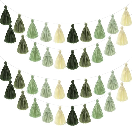 WILLBOND 4 Pieces Tassel Garland Sage Green Forest Garland by Willbond+Technology+Limited