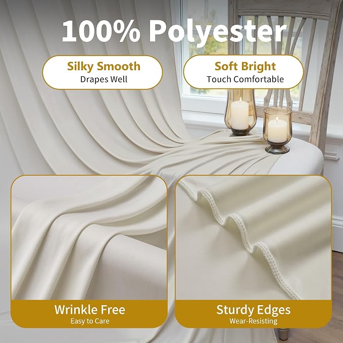 20×12ft Wrinkle Free Beige Backdrop Curtain - Image 2
