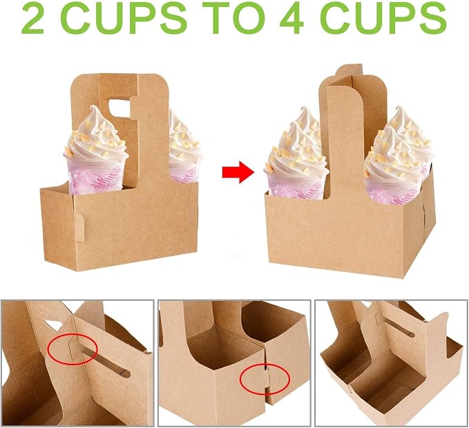 Kaderron Drink Carrier with Handles, Cardboard 2 or 4 Cup Holders, 100 Pack | - Image 3