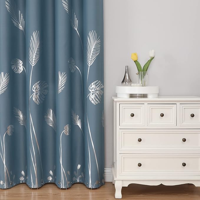 Stone Blue Blackout Curtains & Drapes 102 Inch Length 2 Panels Set - Image 2
