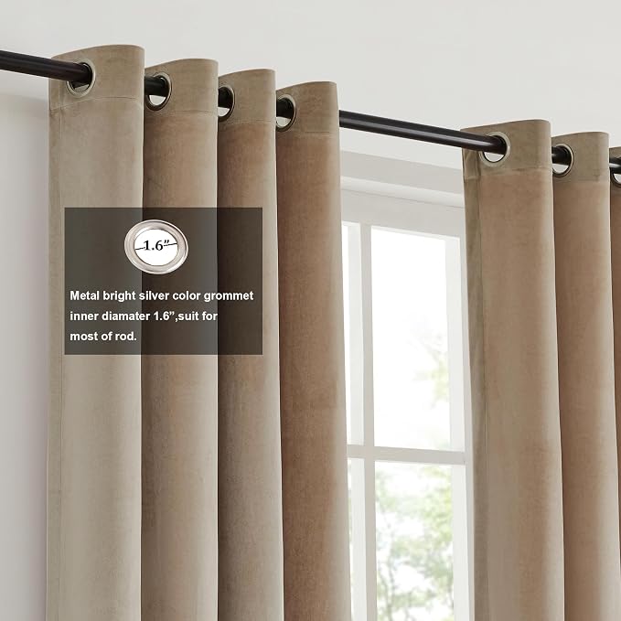 BULBUL Luxury Two Tone Velvet Curtains 108 inch Length- Champagne Gray | Modern - Image 2