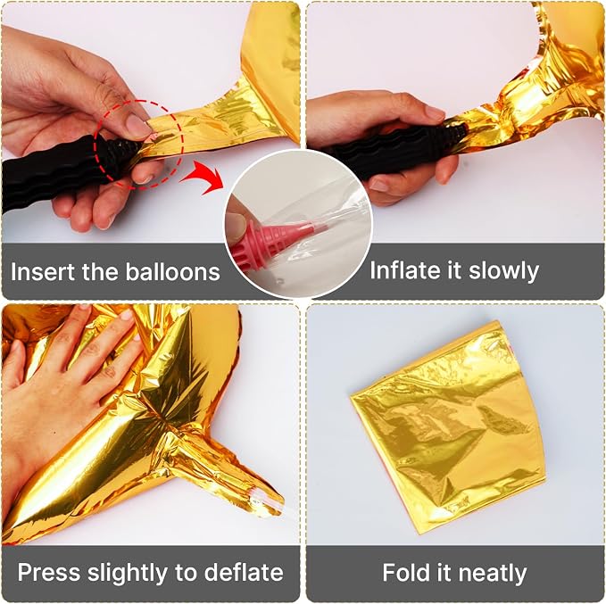 PartyWoo Metallic Gold Large Round Giant 4D Foil Balloons 6pcs 22 Inch | 22 Inch - Image 5