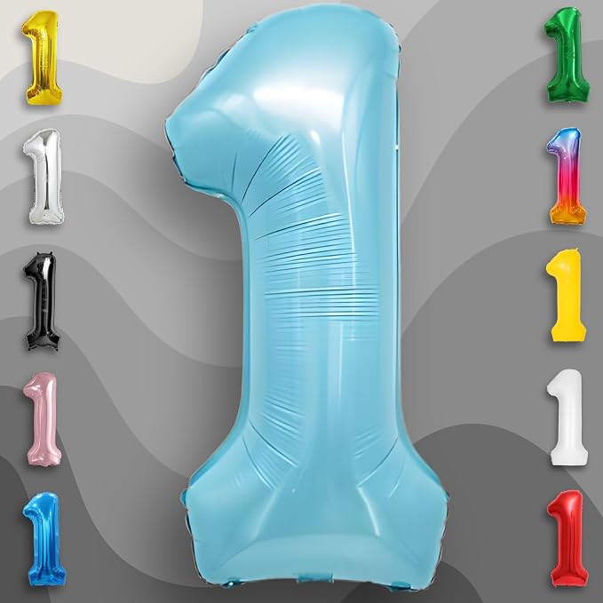 Candy Blue Number Balloon 1 Mylar Foil Balloons 32 inch - Image 5