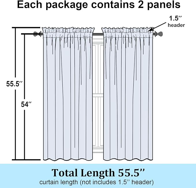 Simplebrand Blush Semi Sheer Curtains 54 Inch Length 2 Panels, Geometric - Image 7