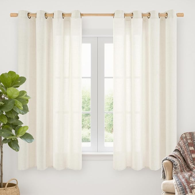 YoungsTex 68 Inch Length Ivory Linen Curtains by YoungsTex