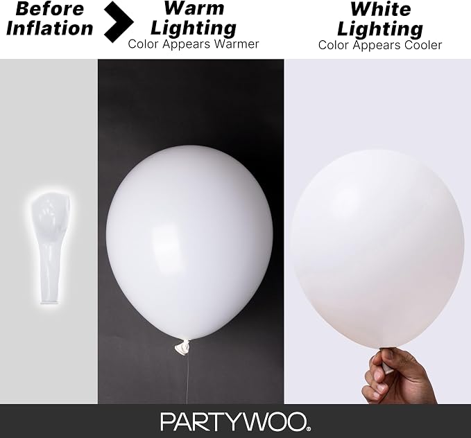 PartyWoo White Balloons 140pcs Different Sizes of 18 12 10 5 Inch | 18 12 10 5 - Image 3