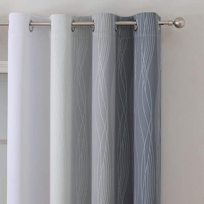 Grey and Greyish White Ombre Short Blackout Curtains 36 Inch Long, Thermal - Image 4