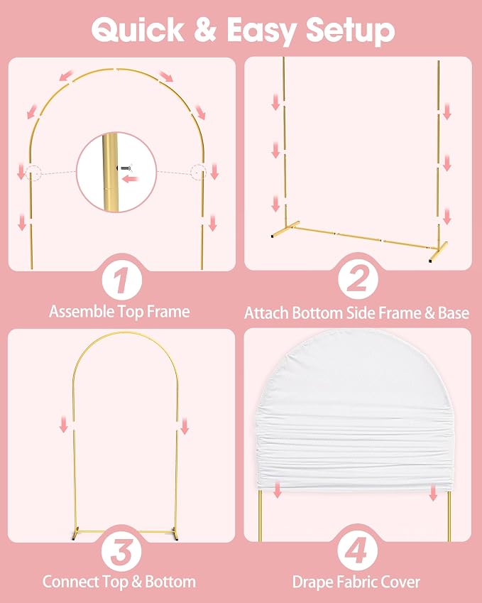 Pureegg Arch Backdrop Stand and Cover Set, 7.2 ft, Celebrations, Easy Assembly - Image 5