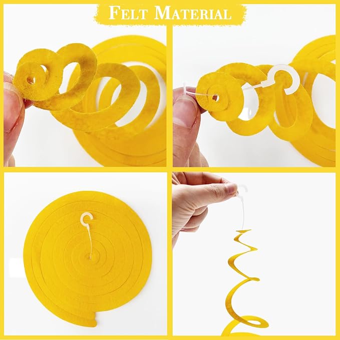 36 Pcs Royal Blue Yellow White Hanging Swirl Decoration Felt Swirl Streamer - Image 4