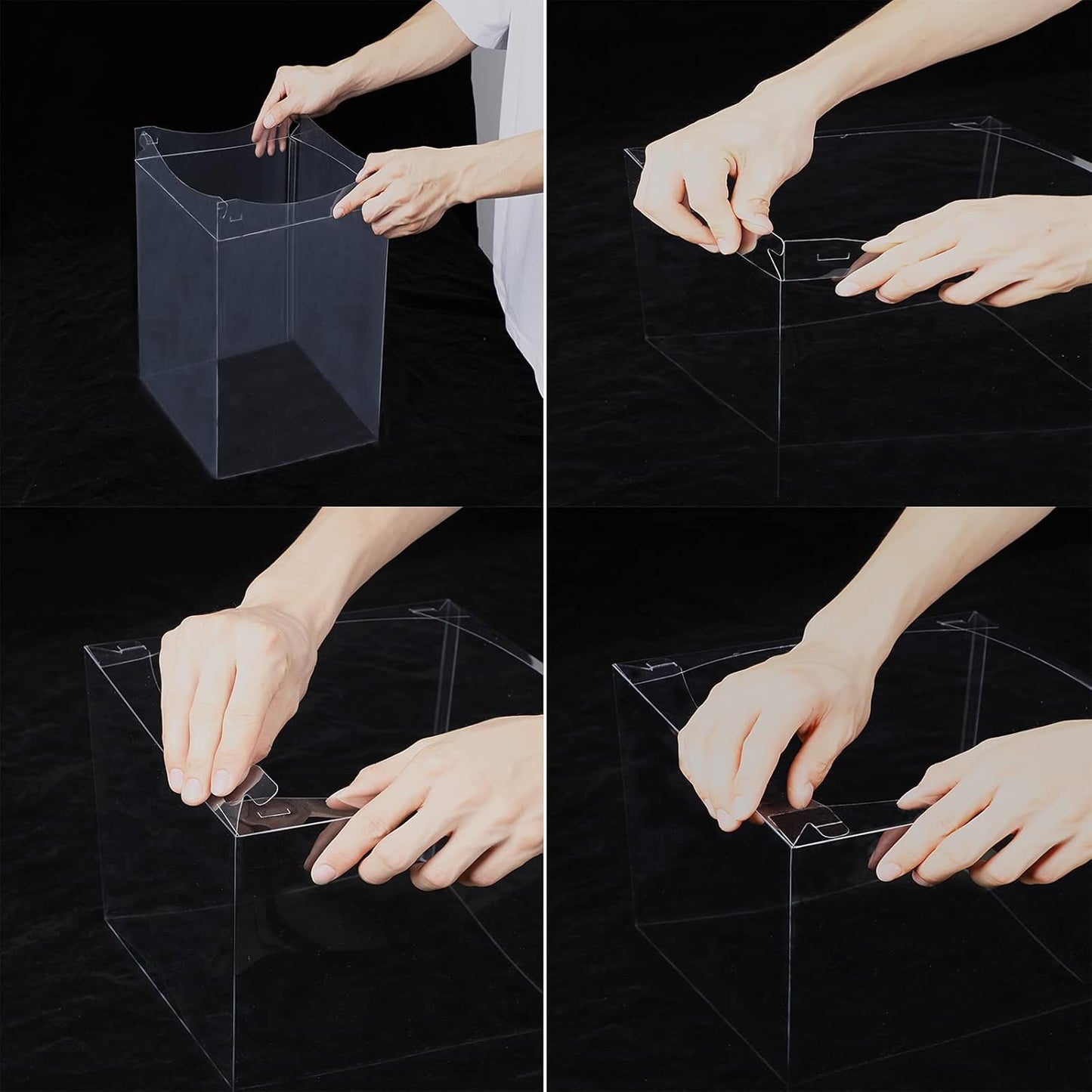 XININSUN 6Pcs Tall Cake Boxes Clear cake Box with Ribbon, 12x12x 10inch,Ideal for Large 10" and 12" Inch Tall Layer Tiered Cakes and Clear Gift Boxes for Wedding Party and Gift Display - Black