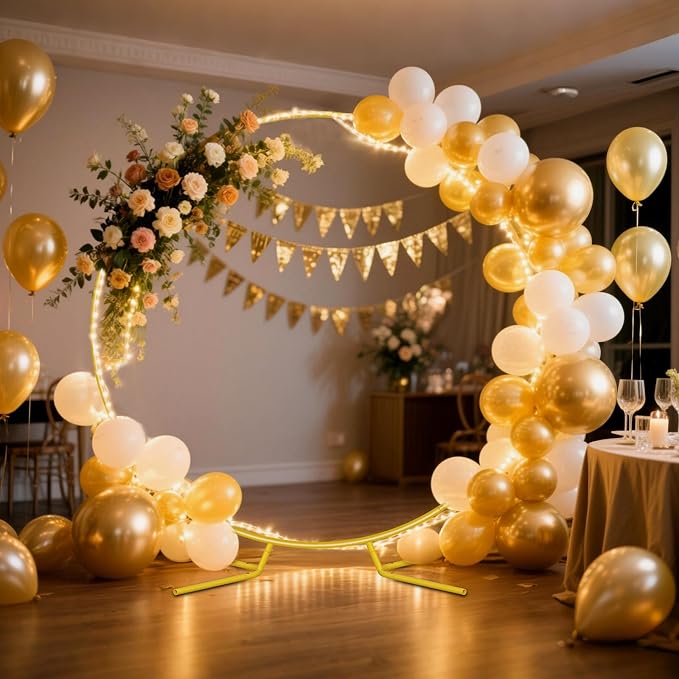 Nisoger 6.6FT Round Backdrop Stand, Circle Gold Balloon Wedding Arch Frame | - Image 7