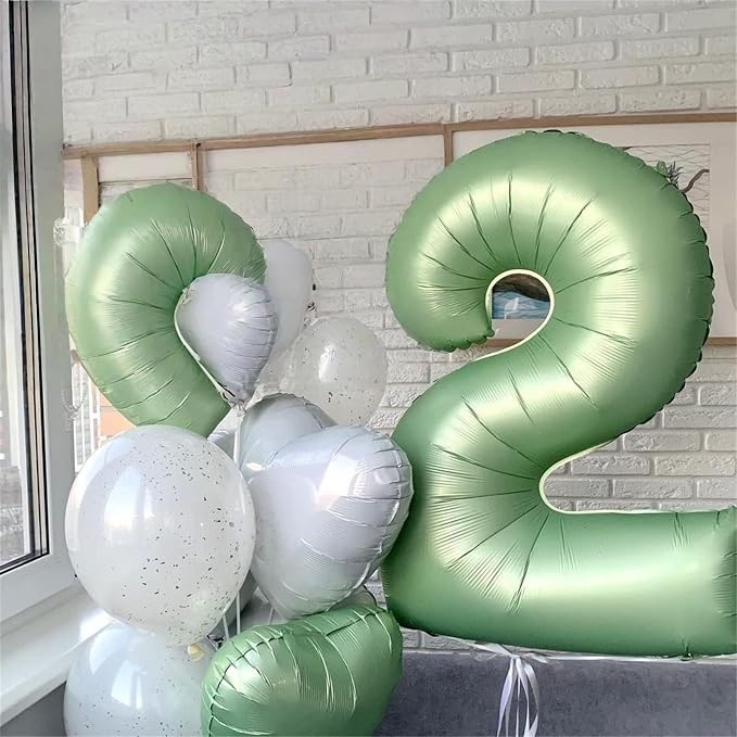 Large 10 Balloons Number Sage Green, 40 Inch Olive Green Helium Foil Number 1 & - Image 4