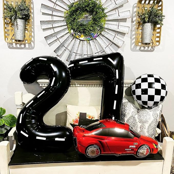 Race Car Number 5 Balloons, 40 Inch Birthday Balloons Two Fast Balloon Race - Image 5