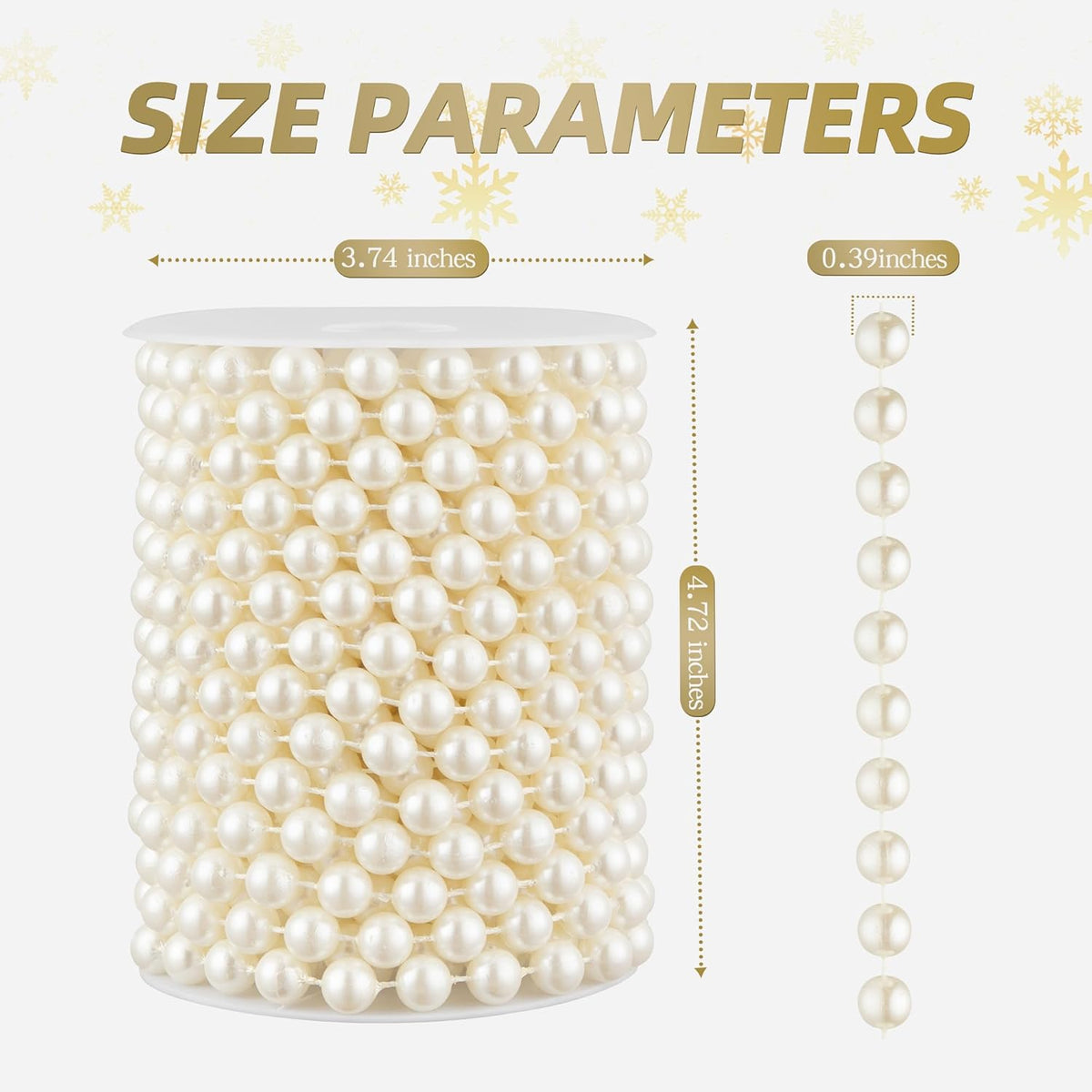 33 Feet Faux Pearl Beads Garland 10mm Craft String Pearls for Wedding Centerpiece Christmas Tree and Flowers Decoration DIY(Ivory)