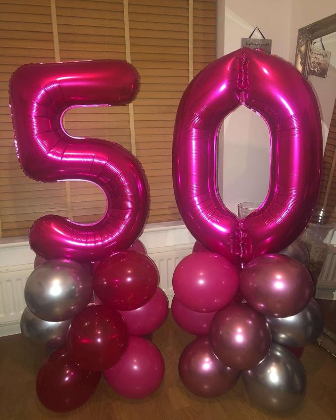 Hot Pink 40 Number Balloons, 40 Inch Giant Number 40 Balloons Foil Mylar Helium - Image 5