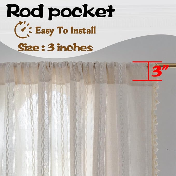 Sutuo Home Boho Curtain for Bedroom 96 Inches Long, Semi-Blackout Rustic - Image 5