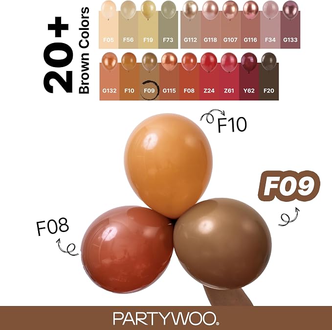 PartyWoo Brown Balloons 140pcs Neutral Boho Color 18 12 10 5 Inch | 18 12 10 5 - Image 4